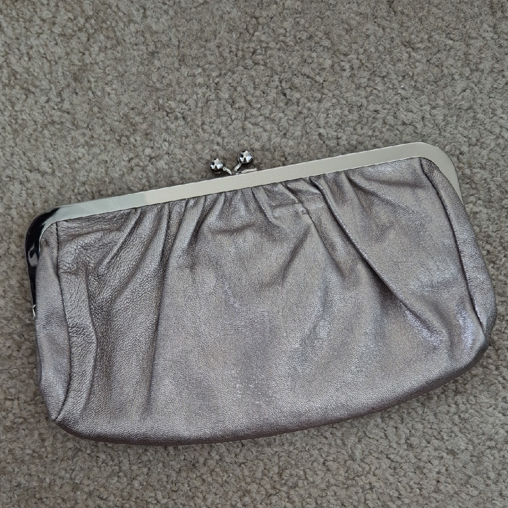 Express Metallic Silver Clutch